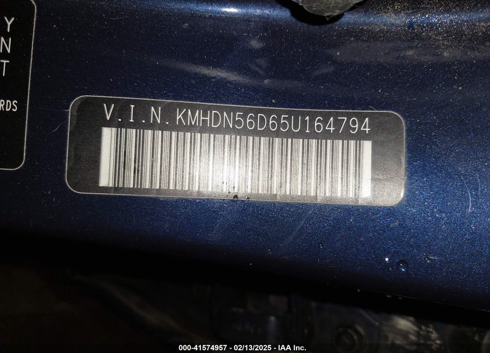 2005 HYUNDAI ELANTRA VIN: KMHDN56D65U164794