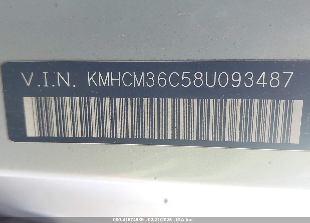 2008 HYUNDAI ACCENT VIN: KMHCM36C58U093487