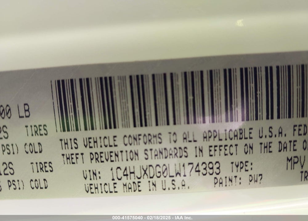 2020 JEEP WRANGLER UNLIMITED SPORT 4X4 VIN: 1C4HJXDG0LW174393