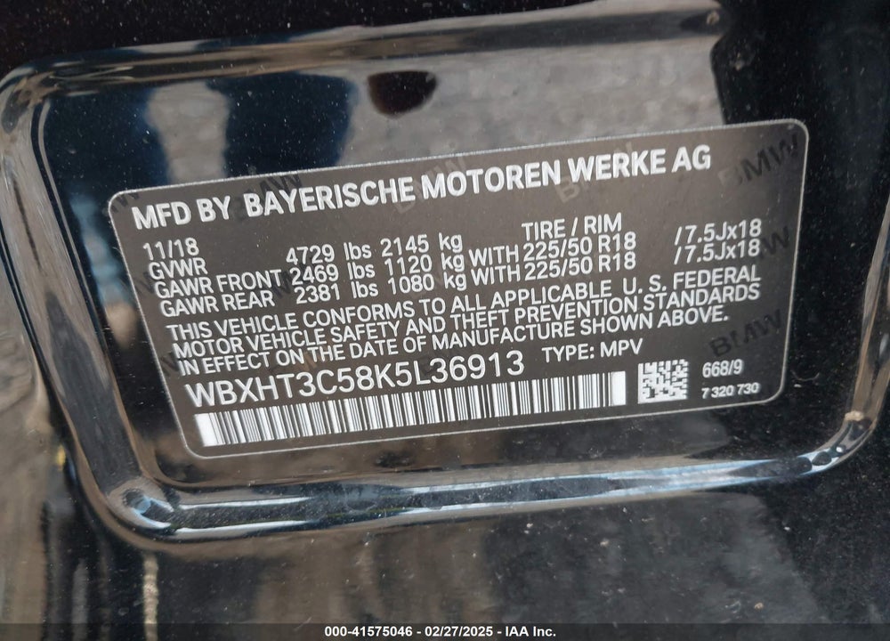 2019 BMW X1 VIN: WBXHT3C58K5L36913