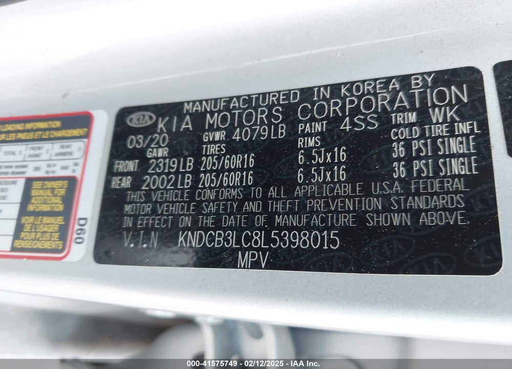 2020 KIA NIRO LX VIN: KNDCB3LC8L5398015