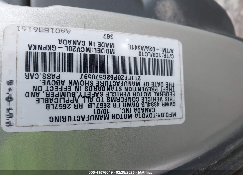 2002 TOYOTA CAMRY SOLARA SLE V6 VIN: 2T1FF28P62C570597