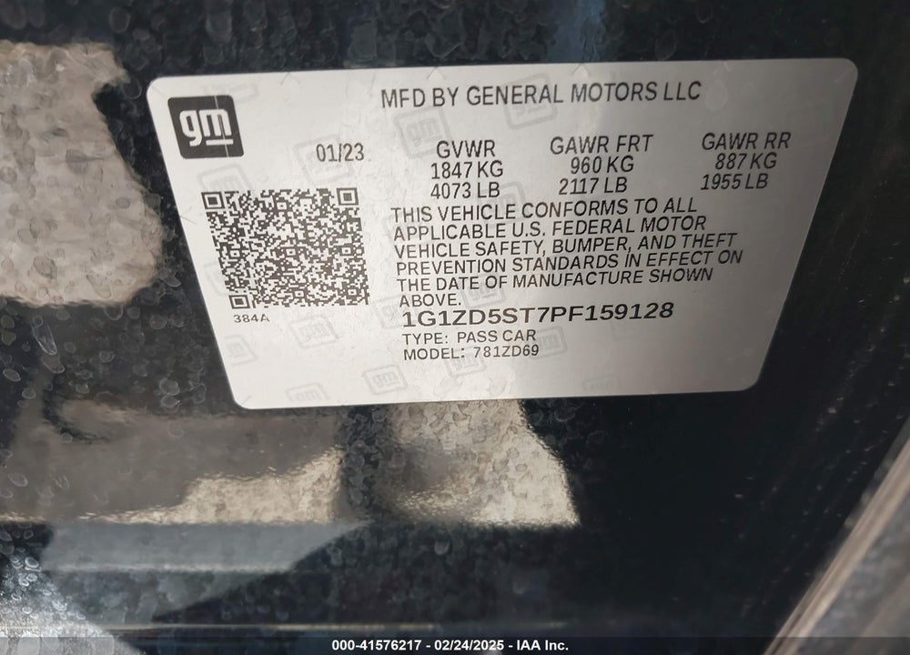 2023 CHEVROLET MALIBU FWD 1LT VIN: 1G1ZD5ST7PF159128