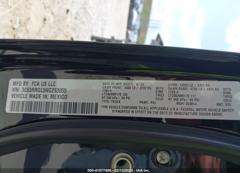 2022 RAM 3500 VIN: 3C63RRGL5NG293055