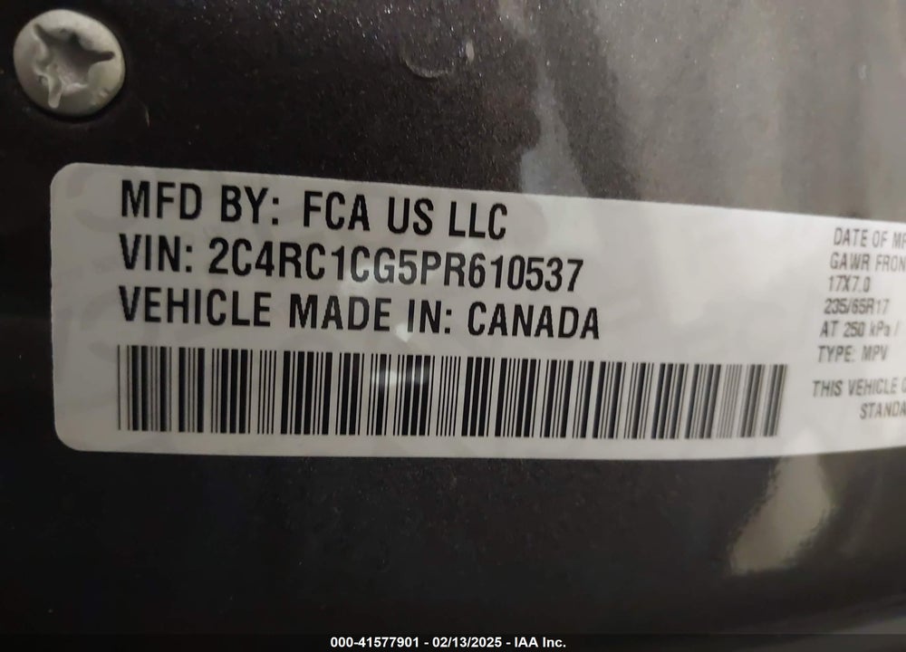 2023 CHRYSLER VOYAGER VIN: 2C4RC1CG5PR610537