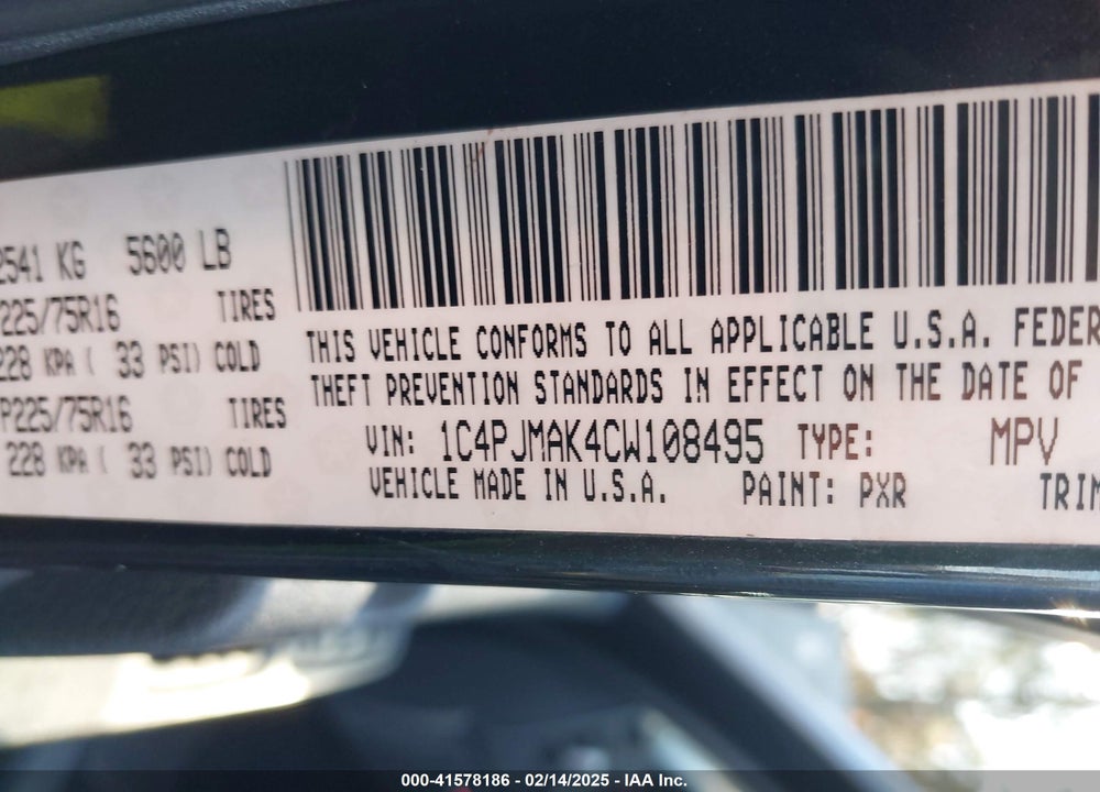 2012 JEEP LIBERTY SPORT VIN: 1C4PJMAK4CW108495
