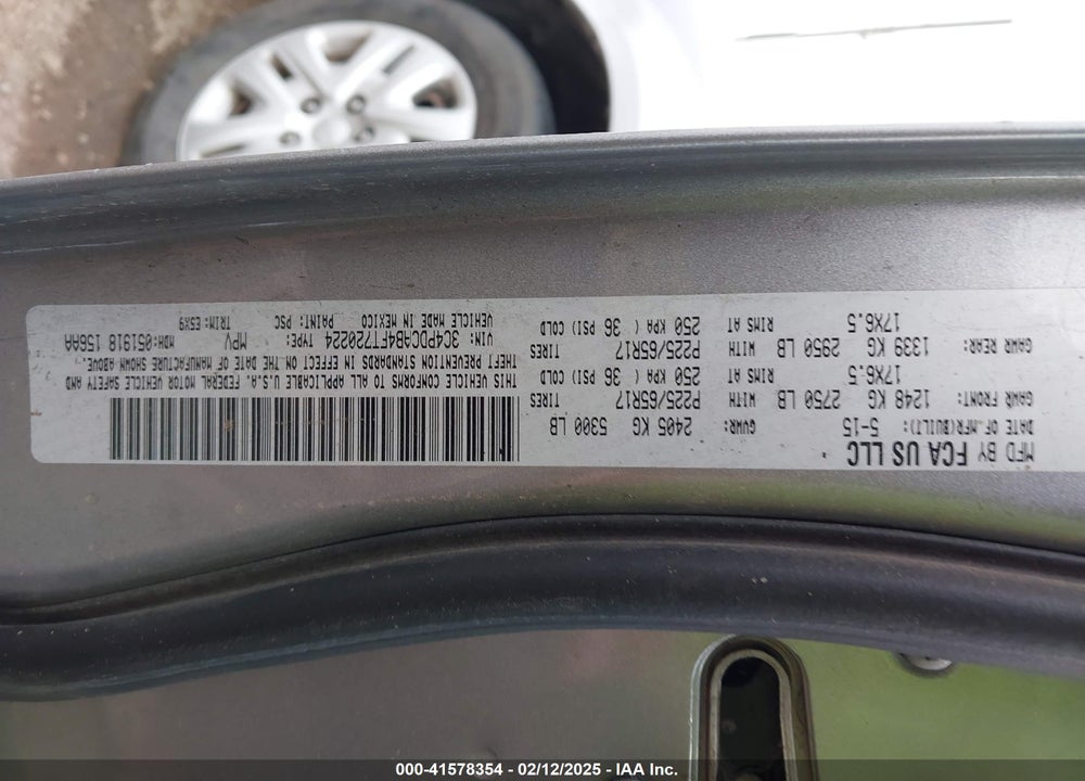 2015 DODGE JOURNEY AMERICAN VALUE PKG VIN: 3C4PDCAB4FT720224