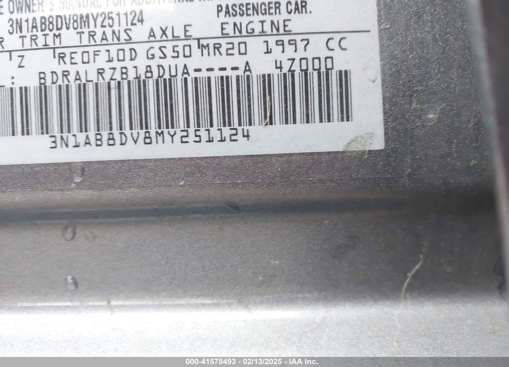 2021 NISSAN SENTRA VIN: 3N1AB8DV8MY251124