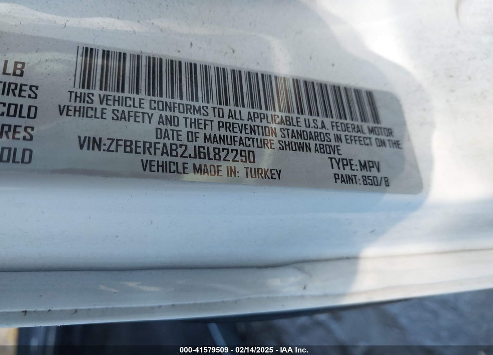 2018 RAM PROMASTER CITY TRADESMAN VIN: ZFBERFAB2J6L82290
