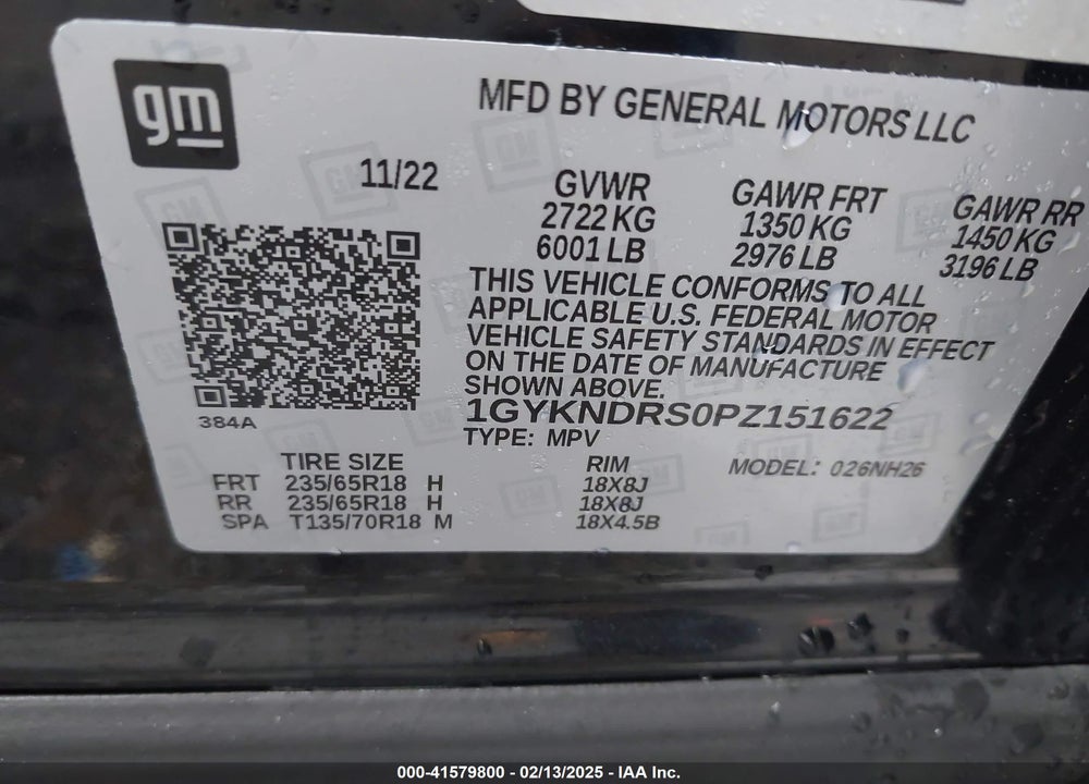 2023 CADILLAC XT5 VIN: 1GYKNDRS0PZ151622