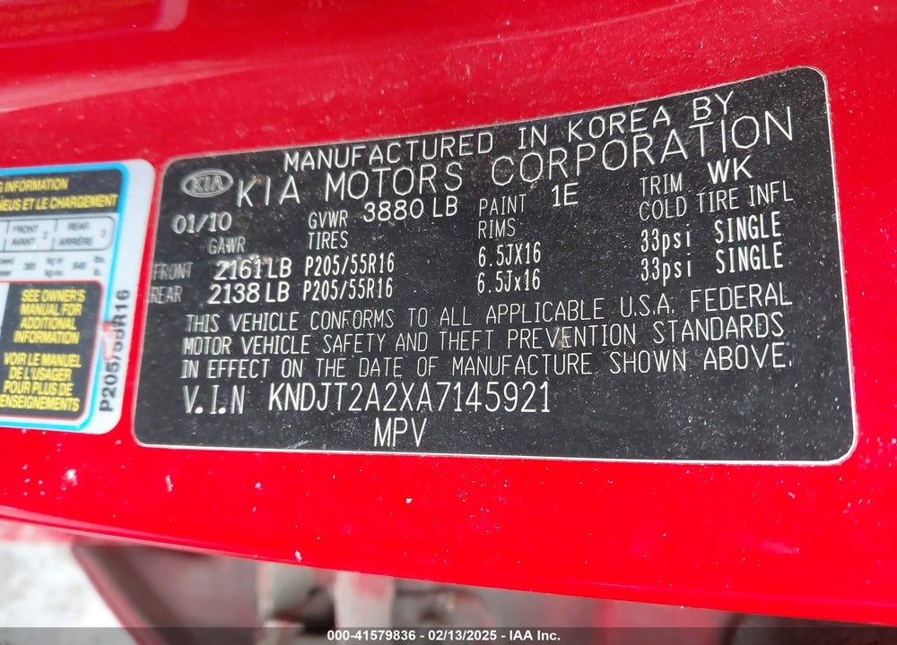 2010 KIA SOUL VIN: KNDJT2A2XA7145921
