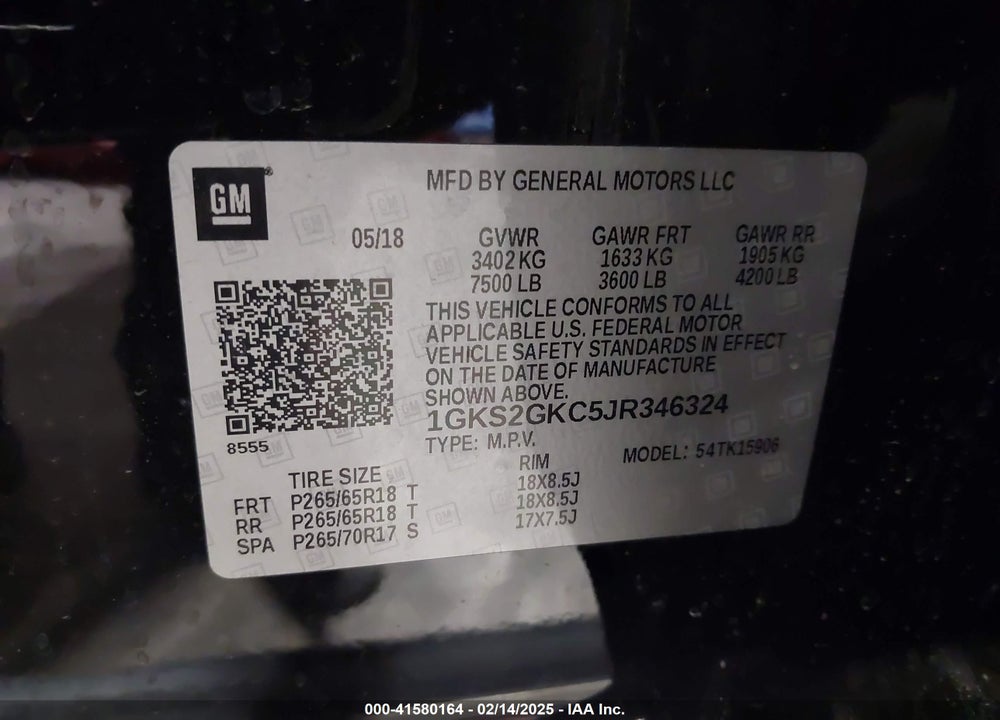 2018 GMC YUKON XL SLT VIN: 1GKS2GKC5JR346324