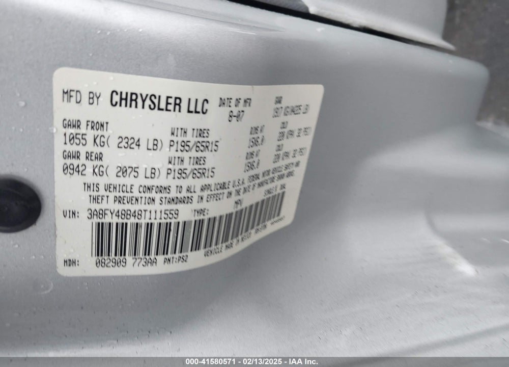 2008 CHRYSLER PT CRUISER LX VIN: 3A8FY48B48T111559