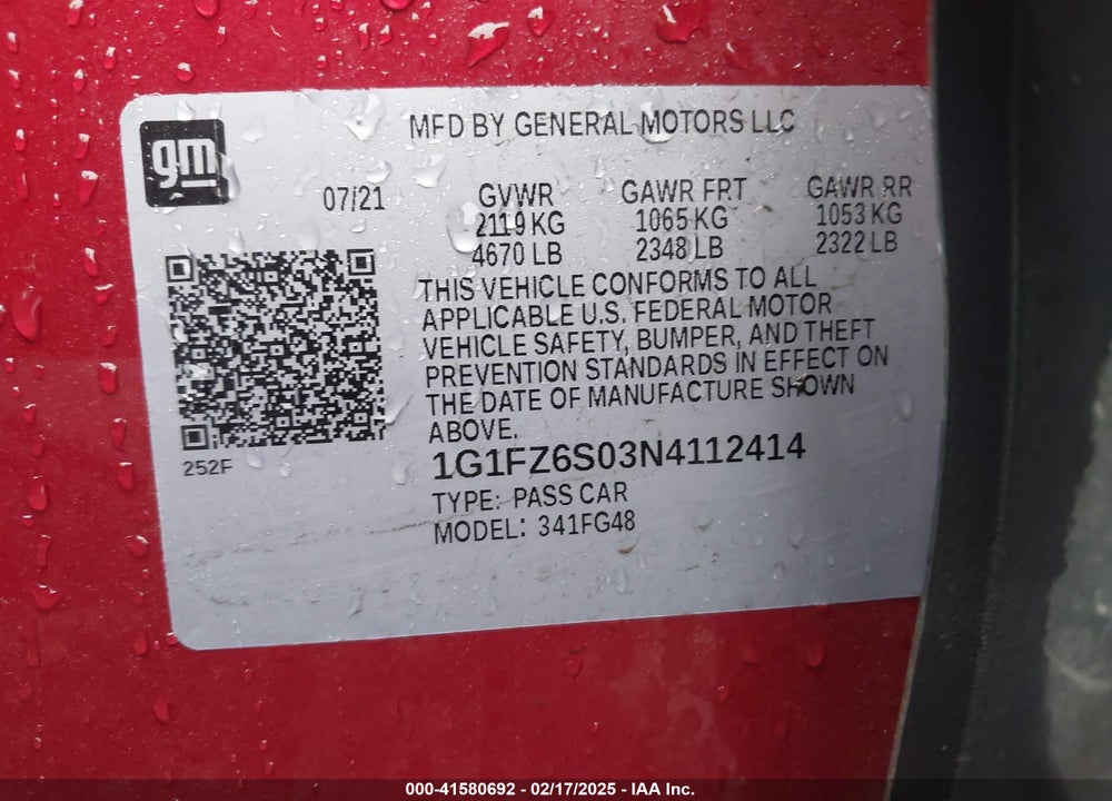 2022 CHEVROLET BOLT EUV VIN: 1G1FZ6S03N4112414