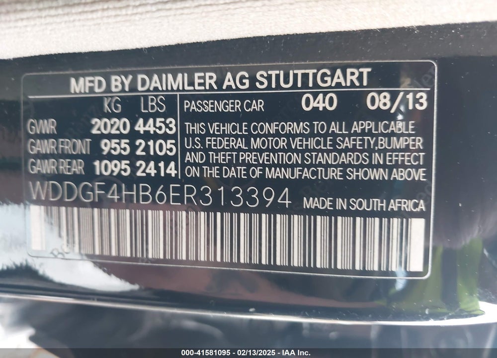 2014 MERCEDES-BENZ C 250 VIN: WDDGF4HB6ER313394