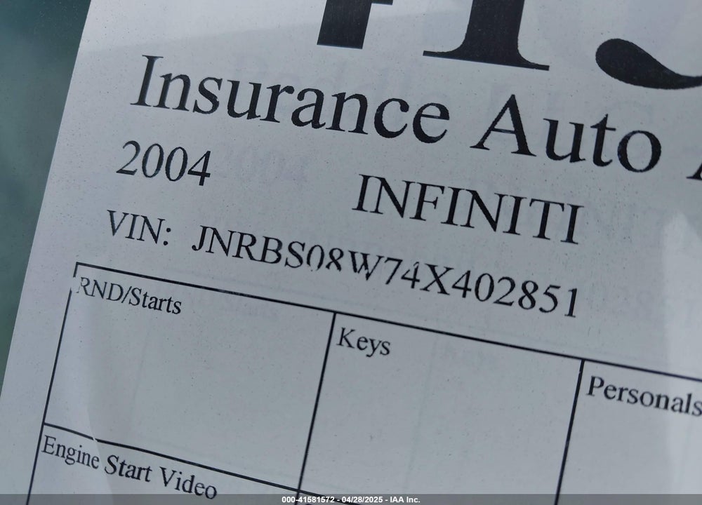 2004 INFINITI FX45 VIN: JNRBS08W74X402851