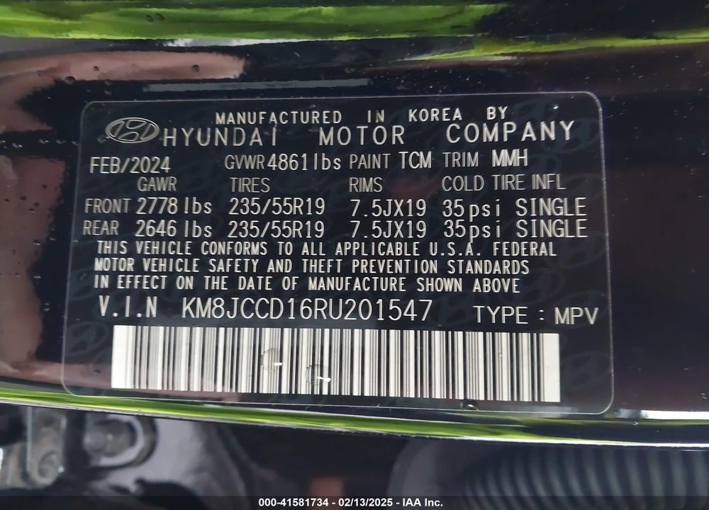 2024 HYUNDAI TUCSON HYBRID VIN: KM8JCCD16RU201547