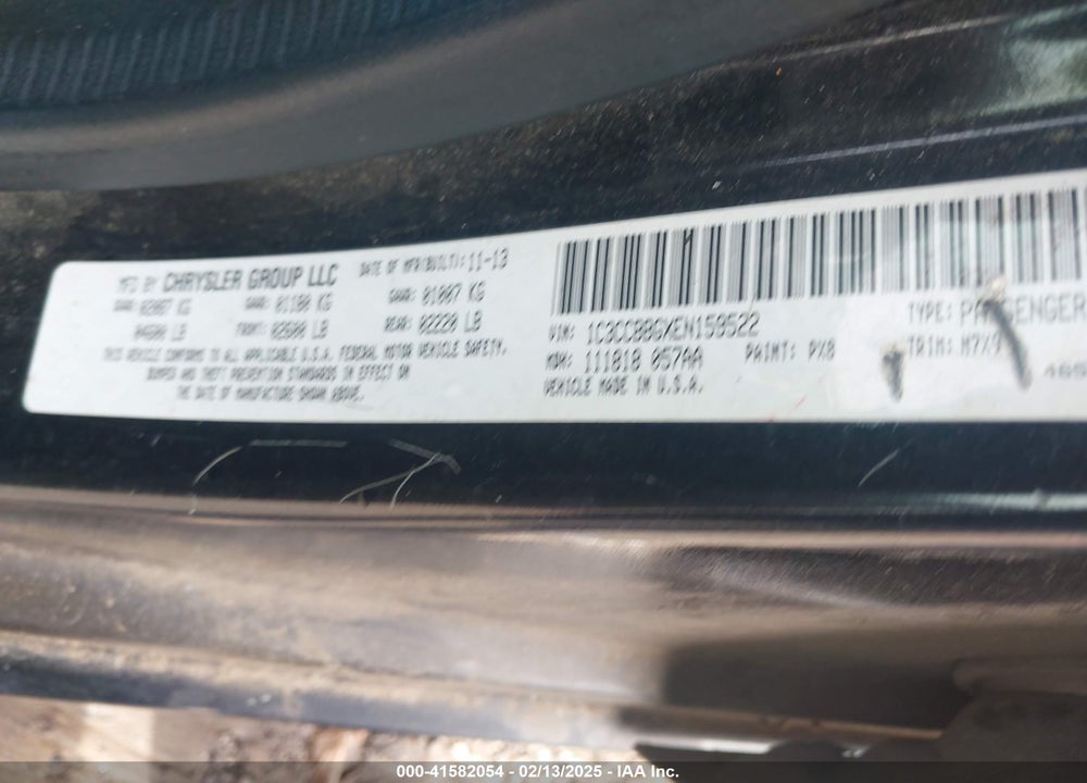 2014 CHRYSLER 200 VIN: 1C3CCBBGXEN159522