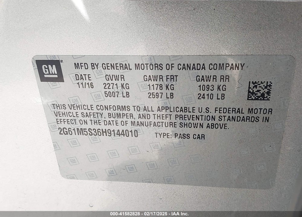 2017 CADILLAC XTS VIN: 2G61M5S36H9144010