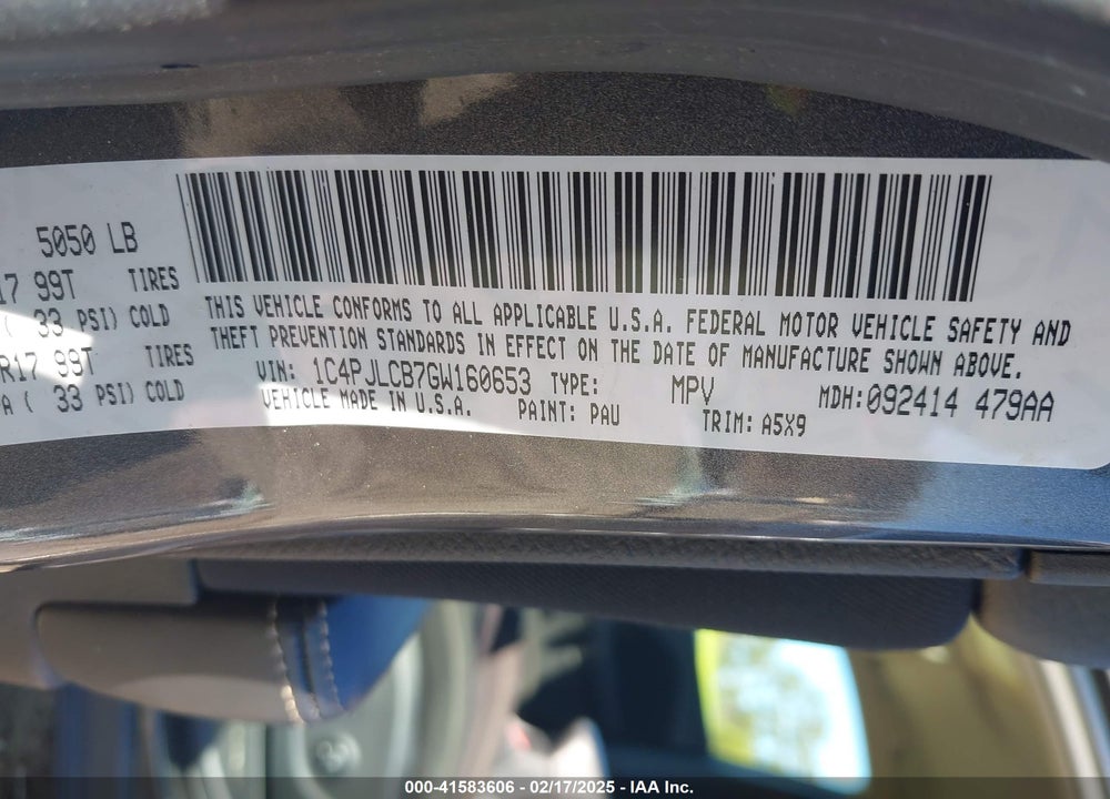 2016 JEEP CHEROKEE LATITUDE VIN: 1C4PJLCB7GW160653