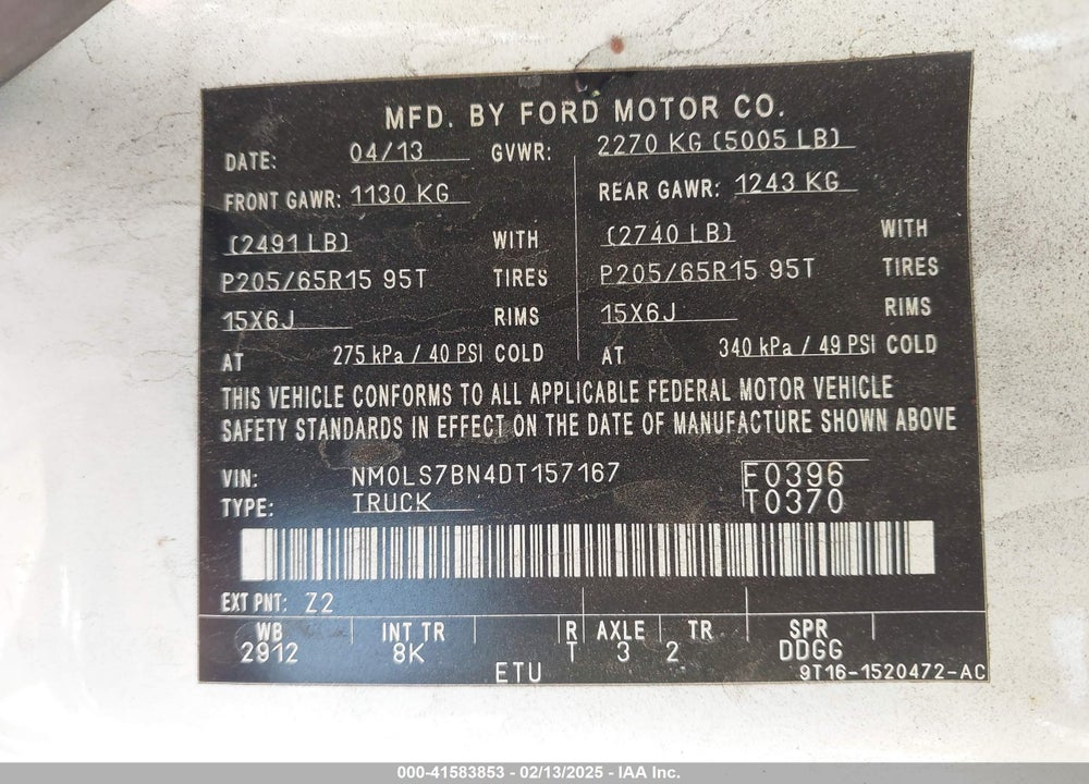 2013 FORD TRANSIT CONNECT XLT VIN: NM0LS7BN4DT157167