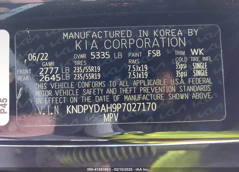2023 KIA SPORTAGE PLUG-IN HYBRID X-LINE VIN: KNDPYDAH9P7027170