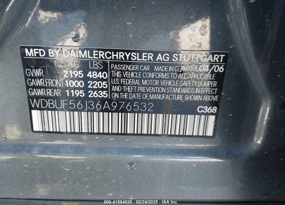 2006 MERCEDES-BENZ E 350 VIN: WDBUF56J36A976532