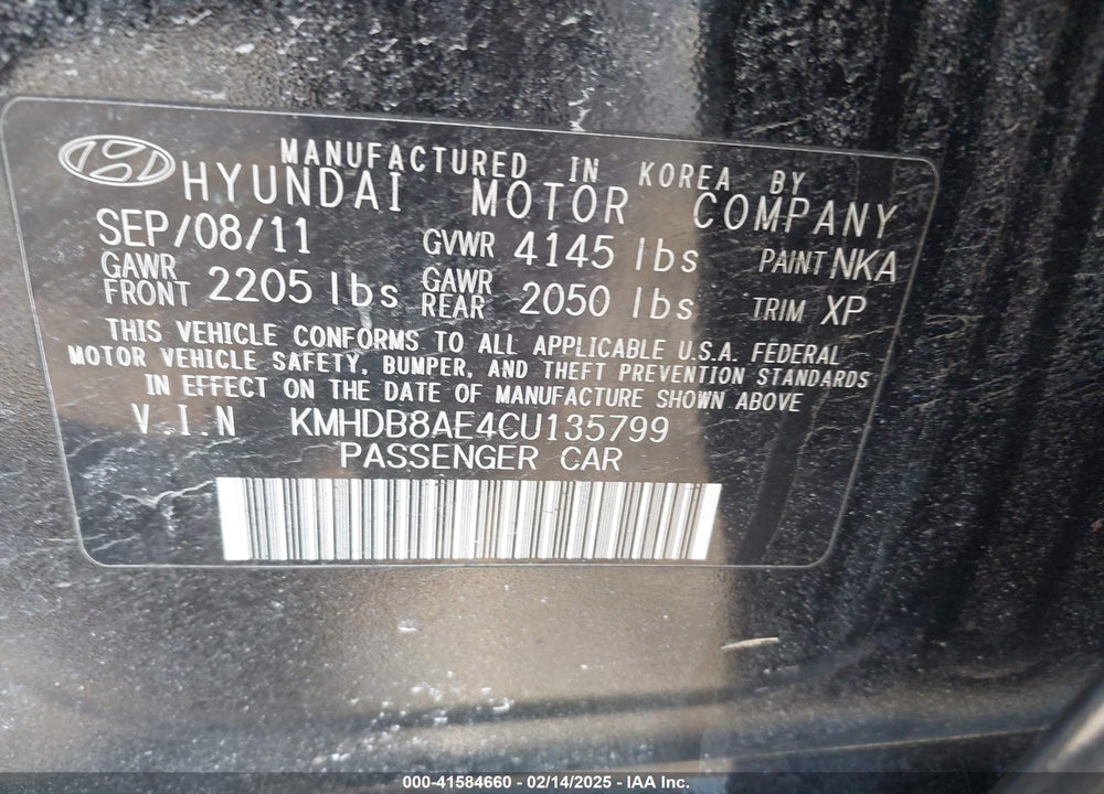 2012 HYUNDAI ELANTRA TOURING VIN: KMHDB8AE4CU135799