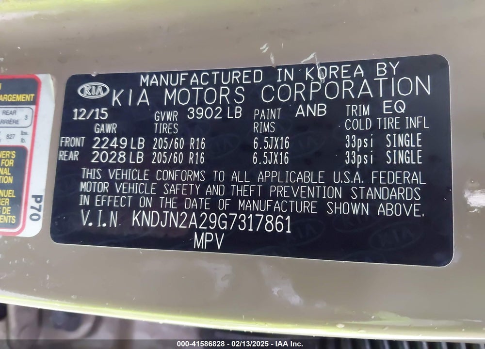 2016 KIA SOUL VIN: KNDJN2A29G7317861