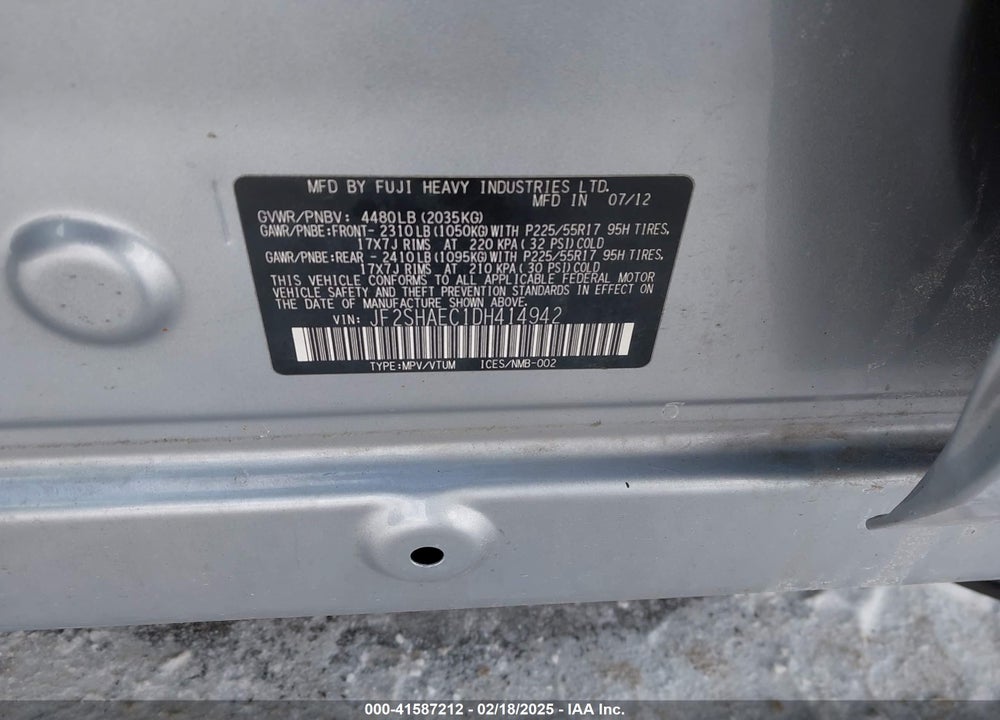 2013 SUBARU FORESTER 2.5X LIMITED VIN: JF2SHAEC1DH414942