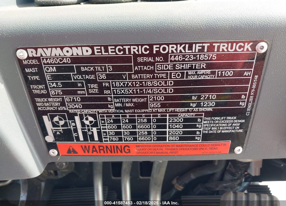 2023 RAYMOND 4460-C40QM FORKLIFT VIN: 4462318575
