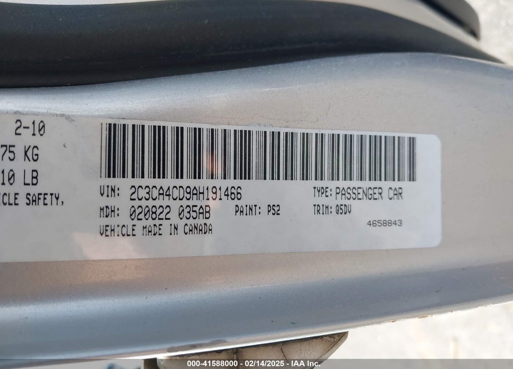 2010 CHRYSLER 300 TOURING VIN: 2C3CA4CD9AH191466