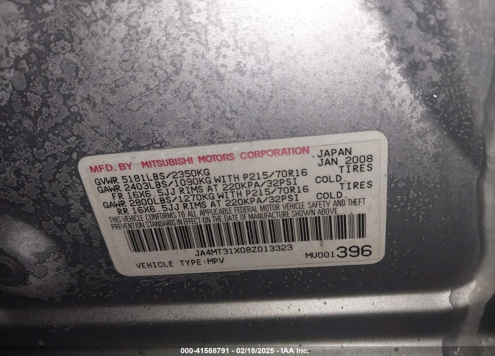 2008 MITSUBISHI OUTLANDER LS VIN: JA4MT31X08Z013323
