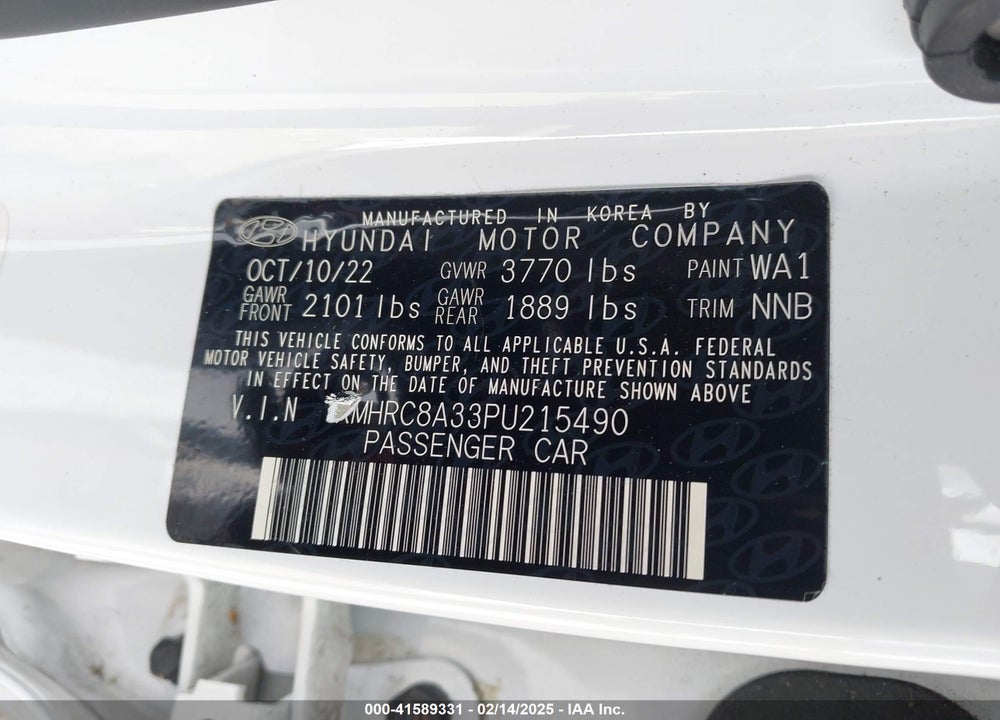 2023 HYUNDAI VENUE LIMITED VIN: KMHRC8A33PU215490