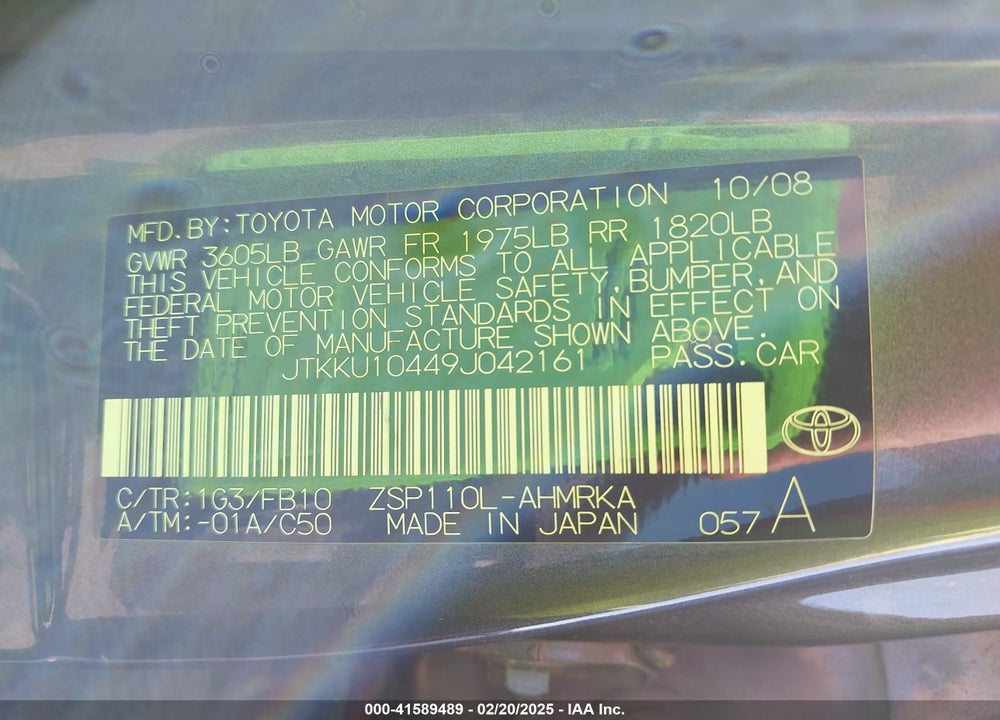 2009 SCION XD VIN: JTKKU10449J042161