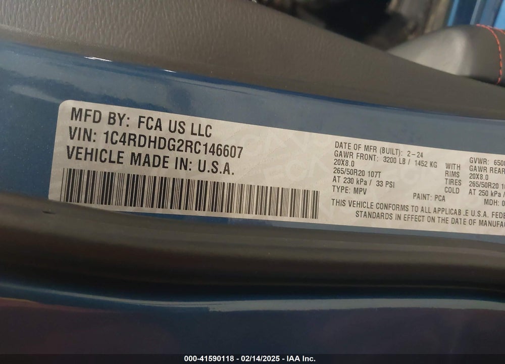 2024 DODGE DURANGO GT PLUS RWD VIN: 1C4RDHDG2RC146607