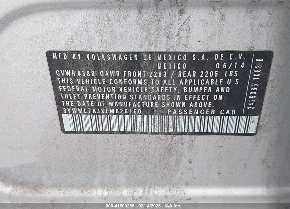 2014 VOLKSWAGEN JETTA SPORTWAGEN VIN: 3VWML7AJXEM626150