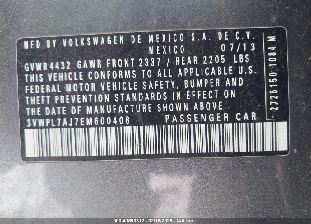 2014 VOLKSWAGEN JETTA SPORTWAGEN VIN: 3VWPL7AJ7EM600408