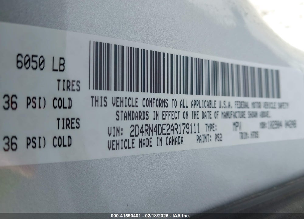 2010 DODGE GRAND CARAVAN SE VIN: 2D4RN4DE2AR179111