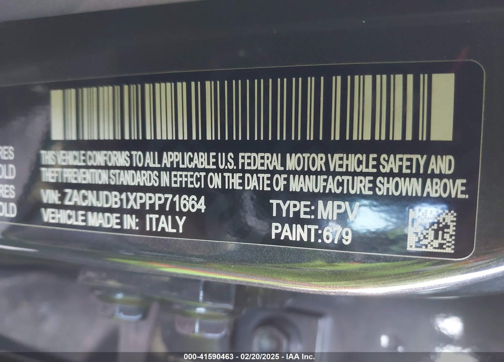 2023 JEEP RENEGADE ALTITUDE 4X4/LATITUDE 4X4/UPLAND 4X4 VIN: ZACNJDB1XPPP71664