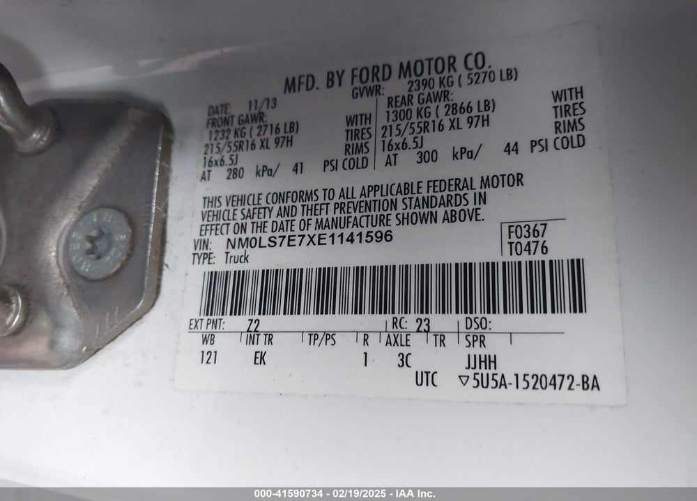 2014 FORD TRANSIT CONNECT XL VIN: NM0LS7E7XE1141596