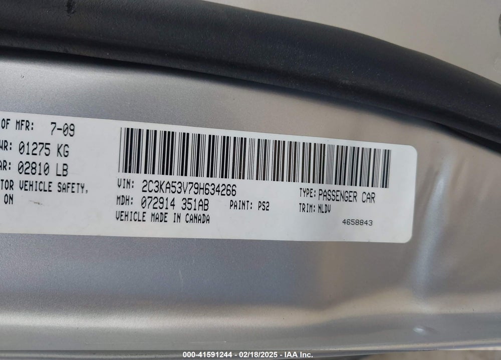 2009 CHRYSLER 300 VIN: 2C3KA53V79H634266