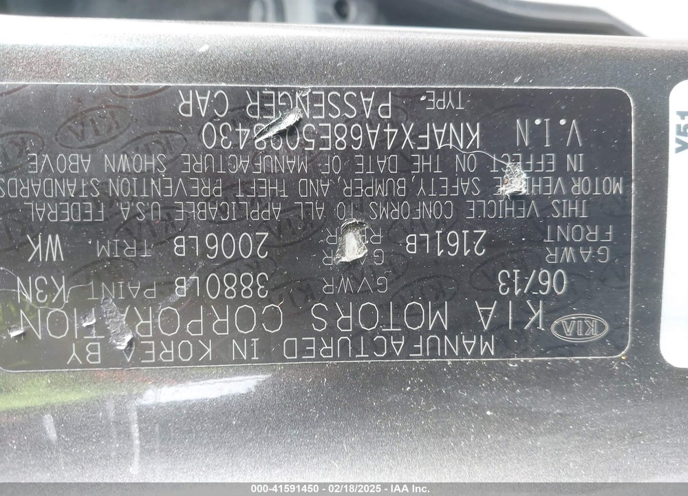2014 KIA FORTE VIN: KNAFX4A68E5098430