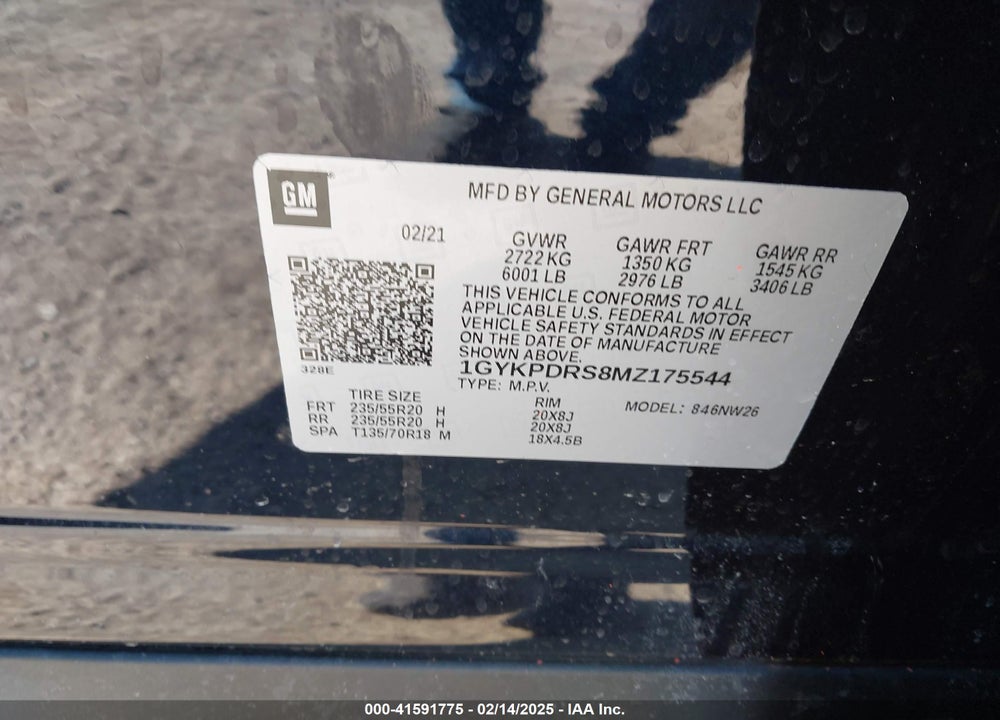 2021 CADILLAC XT6 AWD PREMIUM LUXURY VIN: 1GYKPDRS8MZ175544
