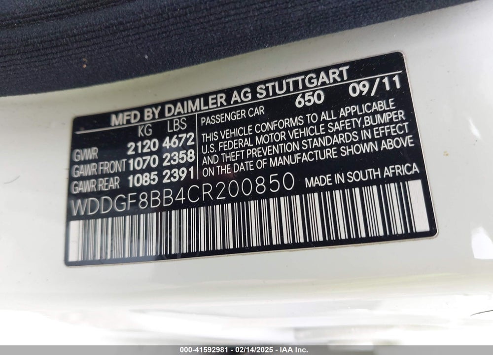 2012 MERCEDES-BENZ C 300 LUXURY 4MATIC/SPORT 4MATIC VIN: WDDGF8BB4CR200850