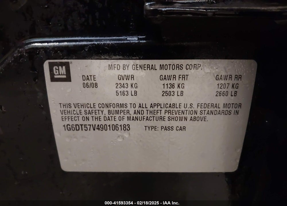 2009 CADILLAC CTS VIN: 1G6DT57V490106183