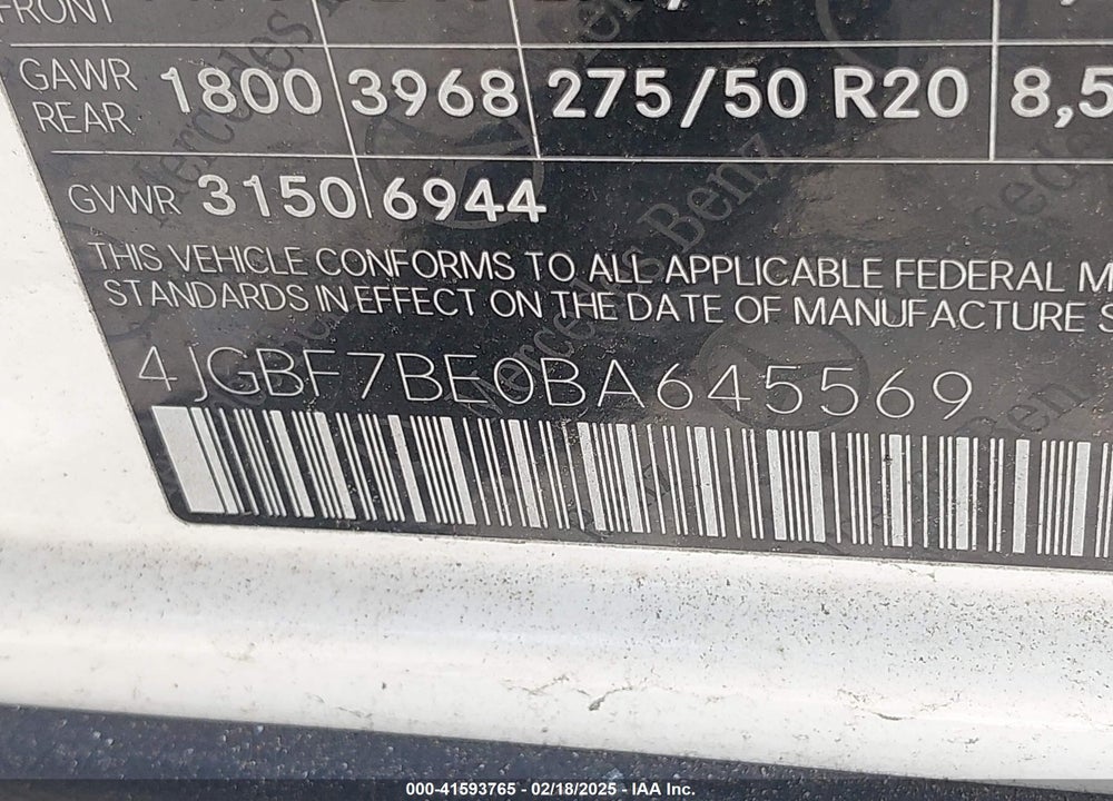 2011 MERCEDES-BENZ GL 450 4MATIC VIN: 4JGBF7BE0BA645569