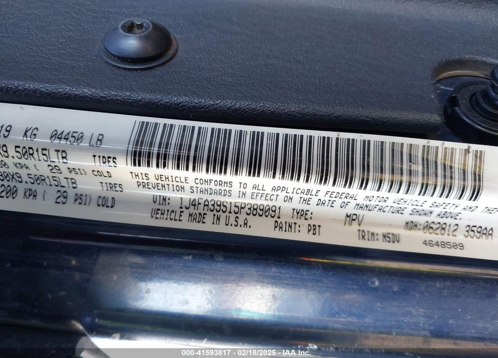 2005 JEEP WRANGLER X VIN: 1J4FA39S15P389091