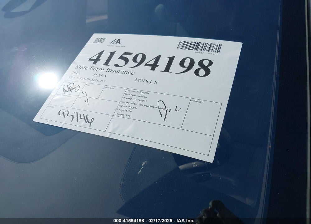 2015 TESLA MODEL S 85D/P85D VIN: 5YJSA1E41FF110217
