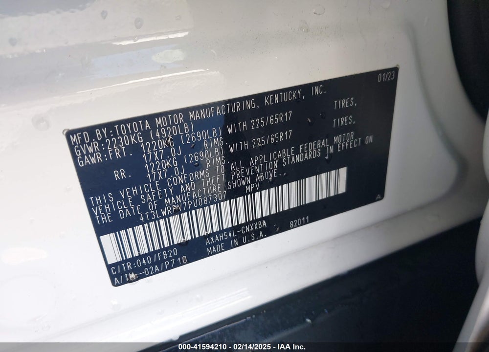 2023 TOYOTA RAV4 HYBRID VIN: 4T3LWRFV7PU087307